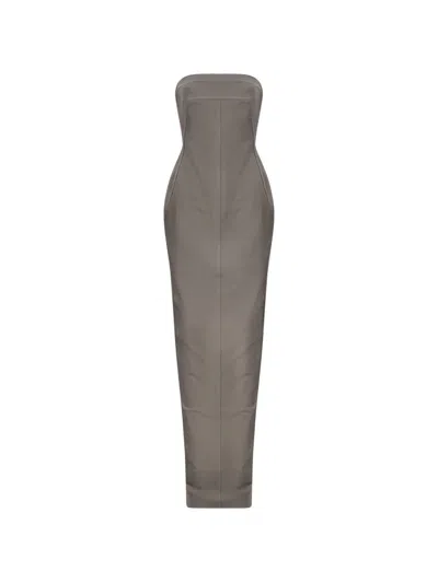 Rick Owens Bustier Gown In Gray