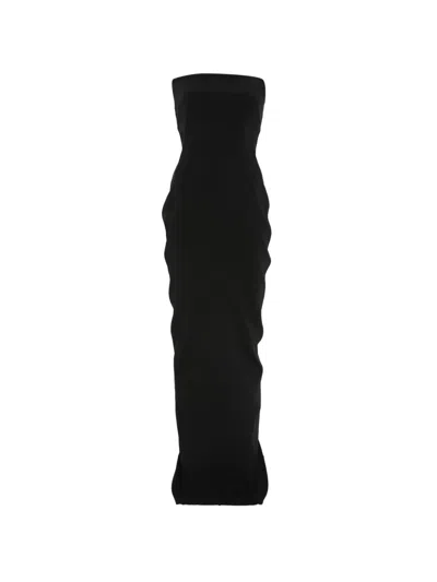 Rick Owens Bustier Gown Strapless Sculpted Maxi Dress In Black