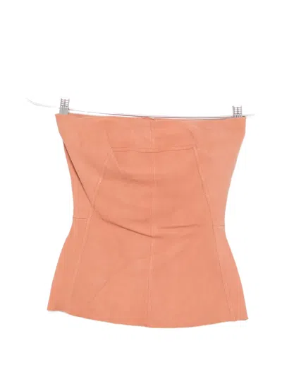 Rick Owens Bustier Leather Top In Brown