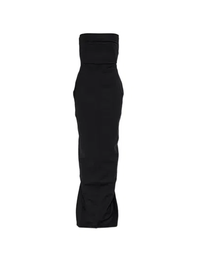 Rick Owens Bustier Strapless Maxi Gown In Black