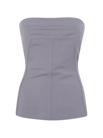 Rick Owens Bustier Strapless Panelled Top In Blue