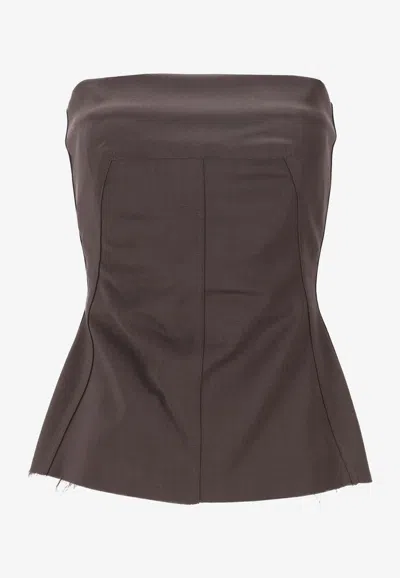 Rick Owens Bustier Structured Silk Top In Brown
