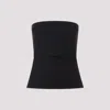 Rick Owens Strapless Black Top With Fitted Bodice And Flared Hem In Black
