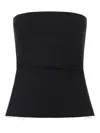 Rick Owens Strapless Black Top With Fitted Bodice And Flared Hem In Black