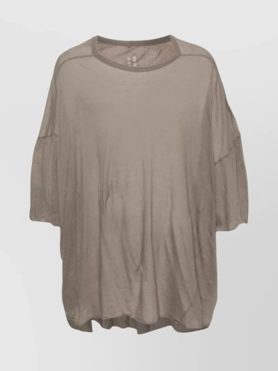 Rick Owens Button Detail Oversized Crewneck T-shirt In Gray