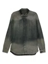 Rick Owens Gray Concordia Fogpocket Denim Shirt In Gray