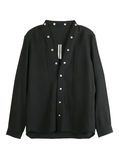 RICK OWENS BUTTON-FASTENING PANELLED SHIRT