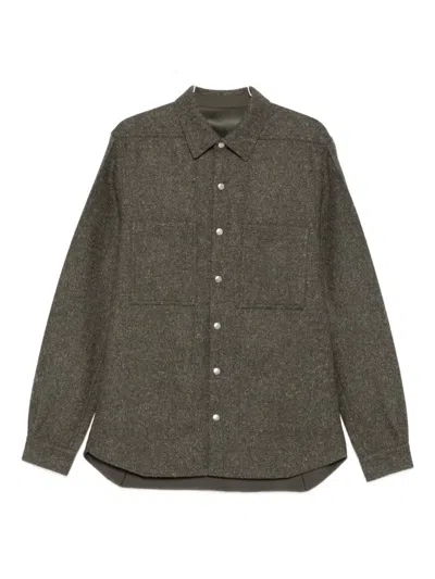 Rick Owens Button-fastening Patch-pocket Shirt In Gray