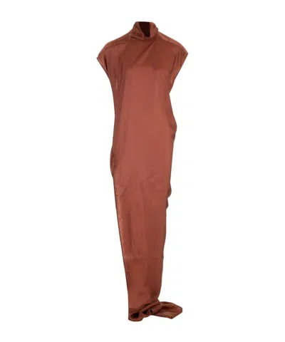 Rick Owens Button High-necked Sleeveless Dress In Brown