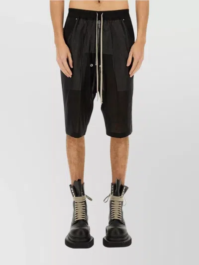 RICK OWENS BUTTONED DRAWSTRING ELASTIC WAIST SHORTS