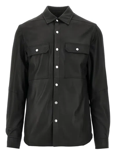 Rick Owens Buttoned Shirt Jacket In Black