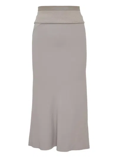 Rick Owens Calf Bias Midi Skirt In Gray