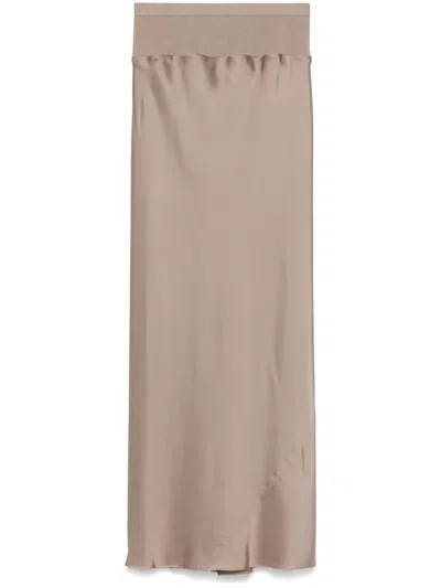 Rick Owens Calf Bias Midi Skirt In Neutrals