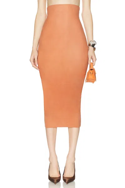 Rick Owens Calf Dirt Pillar Skirt In Orange
