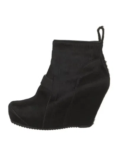 Pre-owned Rick Owens Calf Hair Boots In Black