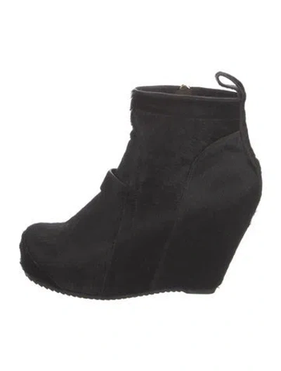 Pre-owned Rick Owens Calf Hair Fur Trim Boots In Black