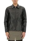 Rick Owens Calf Leather Bauhaus Jacket With Classic Collar In Black