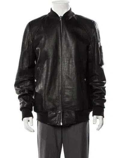 Pre-owned Rick Owens Calf Leather Bomber Jacket In Black
