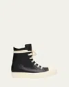 Rick Owens Calf Leather Cap Toe High-top Sneakers In Black