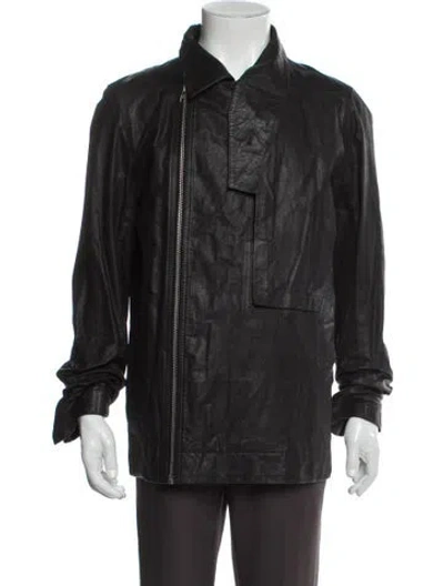 Pre-owned Rick Owens Calf Leather Jacket In Black
