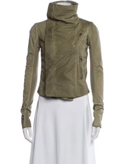 Pre-owned Rick Owens Calf Leather Jacket In Green