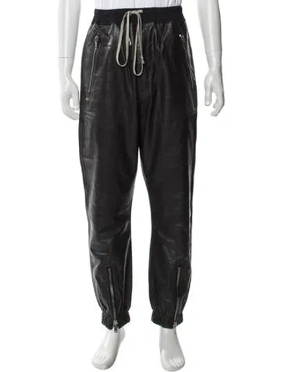 Pre-owned Rick Owens Calf Leather Joggers In Black
