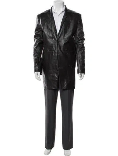 Pre-owned Rick Owens Calf Leather Overcoat W/ Tags In Black