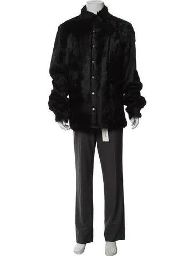 Pre-owned Rick Owens Calf Leather Parka W/ Tags In Black