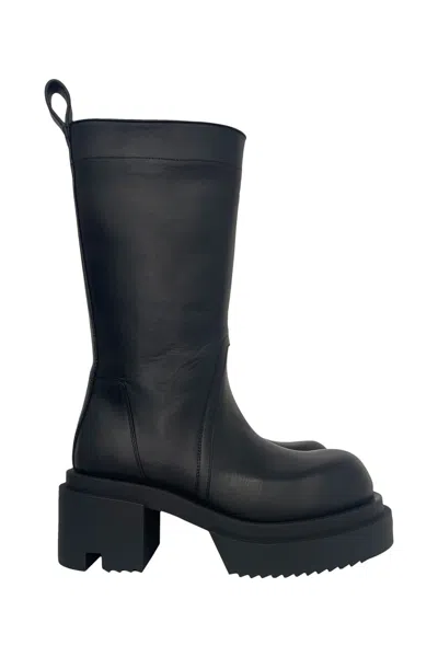 Rick Owens Calf Pull On Bogun Boots In Black