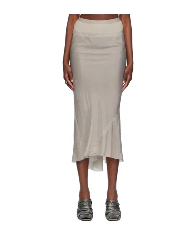 Rick Owens Off-white Calf Midi Skirt In 08 Pearl