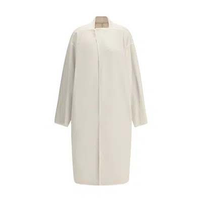 Rick Owens Camel Hair Island Coat In White