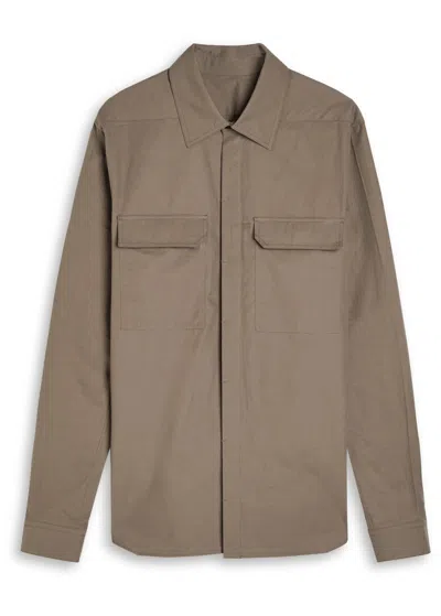 Rick Owens Camica Cotton-poplin Overshirt Jacket In Sand