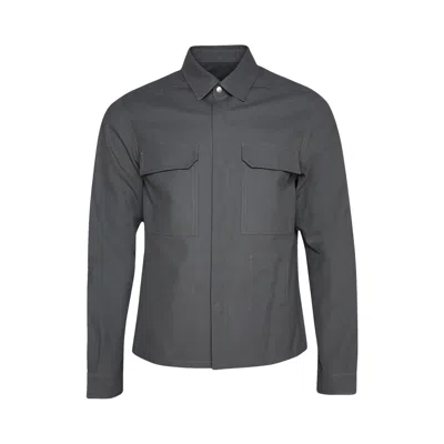 Pre-owned Rick Owens Camicia Cropped Outershirt 'smoke' | Grey | Men's Size 50