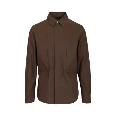 Pre-owned Rick Owens Camicia Fogpocket Outershirt 'dust' | Brown | Men's Size 48