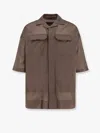 Rick Owens Men Camicia Magnum Tommy In Cotone Organico Certificato In Brown
