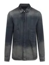 Rick Owens Gradient Effect Black Cotton Button-down Shirt In Blue
