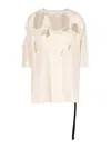 Rick Owens Destroyed T-shirt With Lace In White