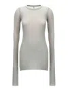Rick Owens Ribbed Crew Neck Long Sleeve T-shirt In Gray