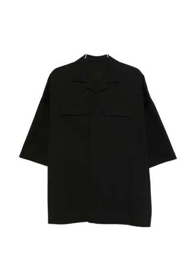 Rick Owens Shirt With Flap Pocket And Camp Collar In Black
