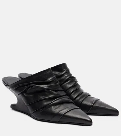 Rick Owens Cantilever 60 Leather Mules In Black