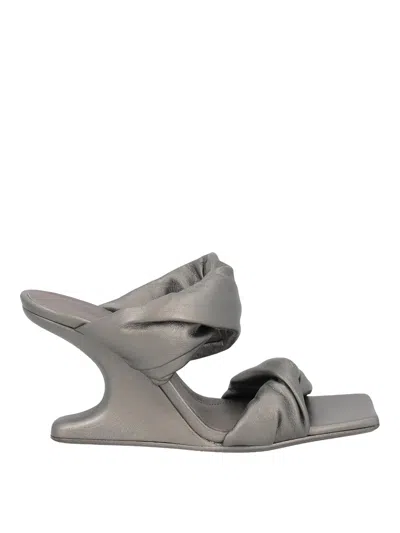 Rick Owens Women's Cantilever Leather Twisted Sandals In Grey