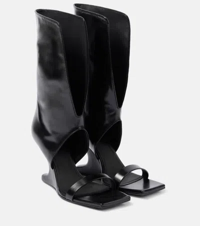 Rick Owens Cantilever 80 Leather Sandals In Black