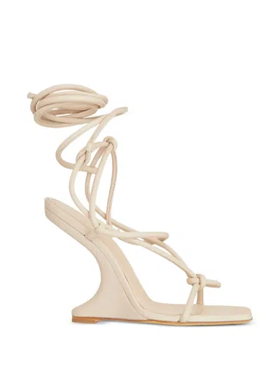 Rick Owens Cantilever Knot-detail Leather Sandals In Neutral