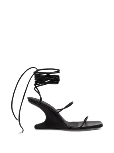 Rick Owens Cantilever Lace-up Wedge Sandals In Black