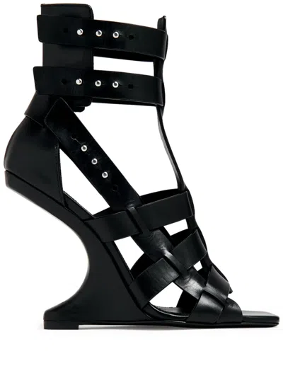 Rick Owens Cantilever Leather Sandals In Black
