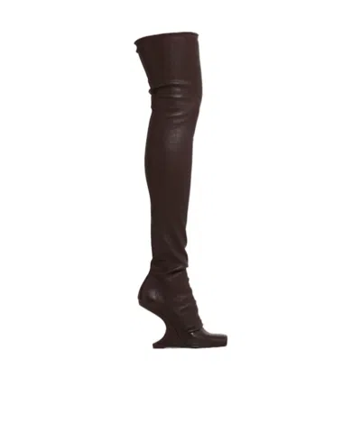 Rick Owens Cantilever Leather Thigh-high Boot In Black