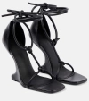 RICK OWENS CANTILEVER LEATHER WEDGE SANDALS