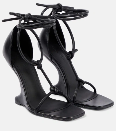 Rick Owens Cantilever Leather Wedge Sandals In Black