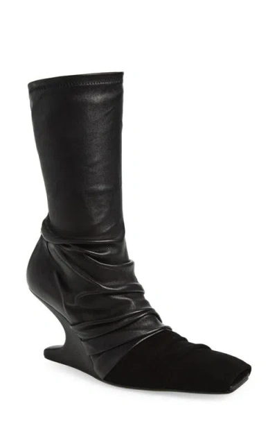 Rick Owens Cantilever Mixed Media Boot In Black