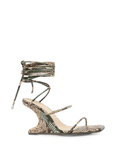 Rick Owens Cantilever Snakeskin-effect Tie-fastening Sandals In Neutral